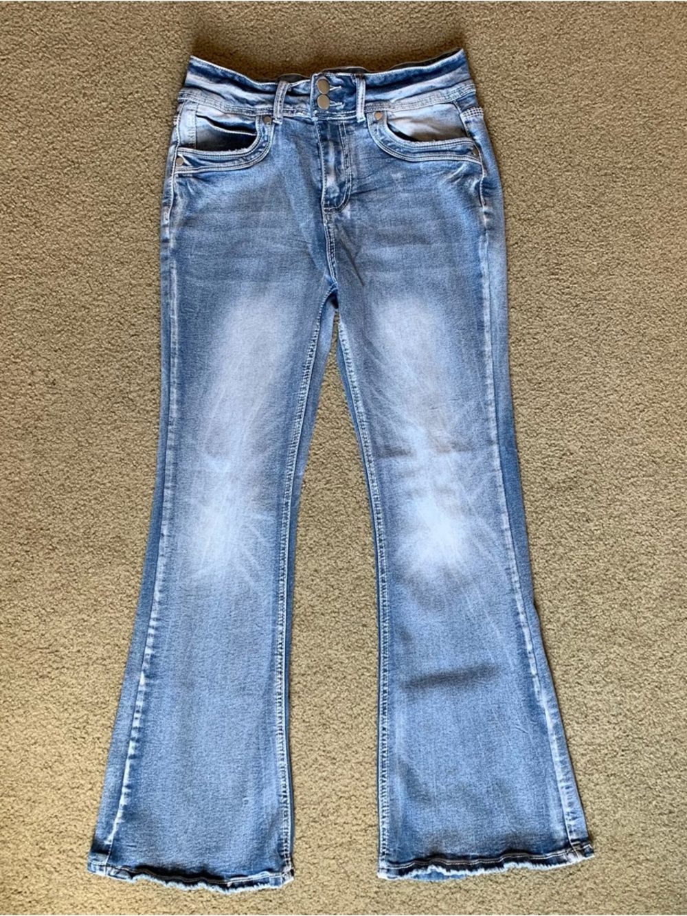Women's Light Blue Stretchy Denim Flared Jeans Bootcut Pants Size 26x26